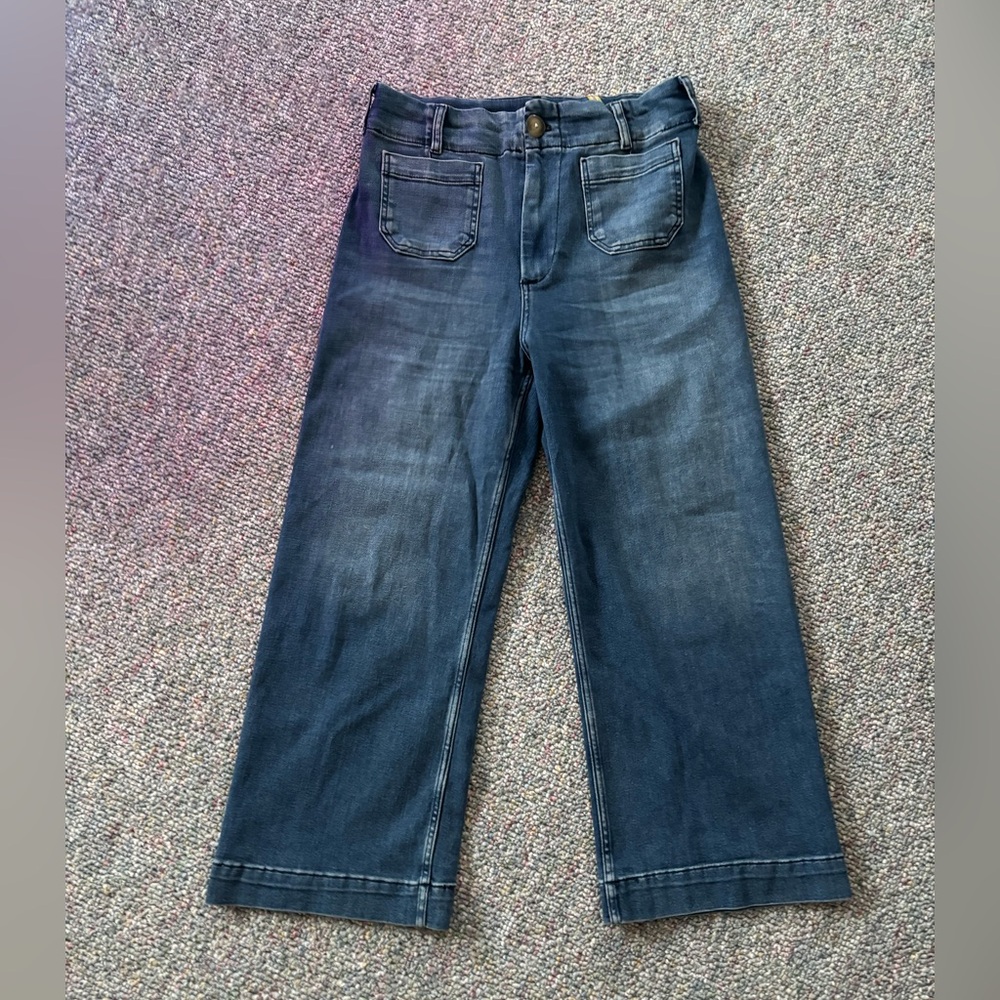 Maeve by Anthropologie Ettie Wide Leg Crop Jeans Dark Size 30